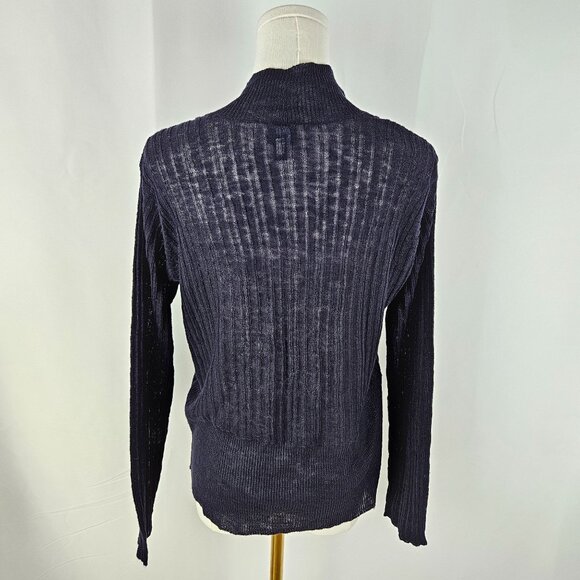 Eileen Fisher Sweater Cardigan Size Small Navy Blue Lightweight Open Front - Picture 4 of 8